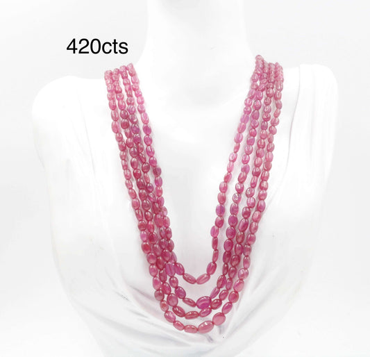 Natural Pink Sapphire Beaded Necklace - Taj Mahal Gems