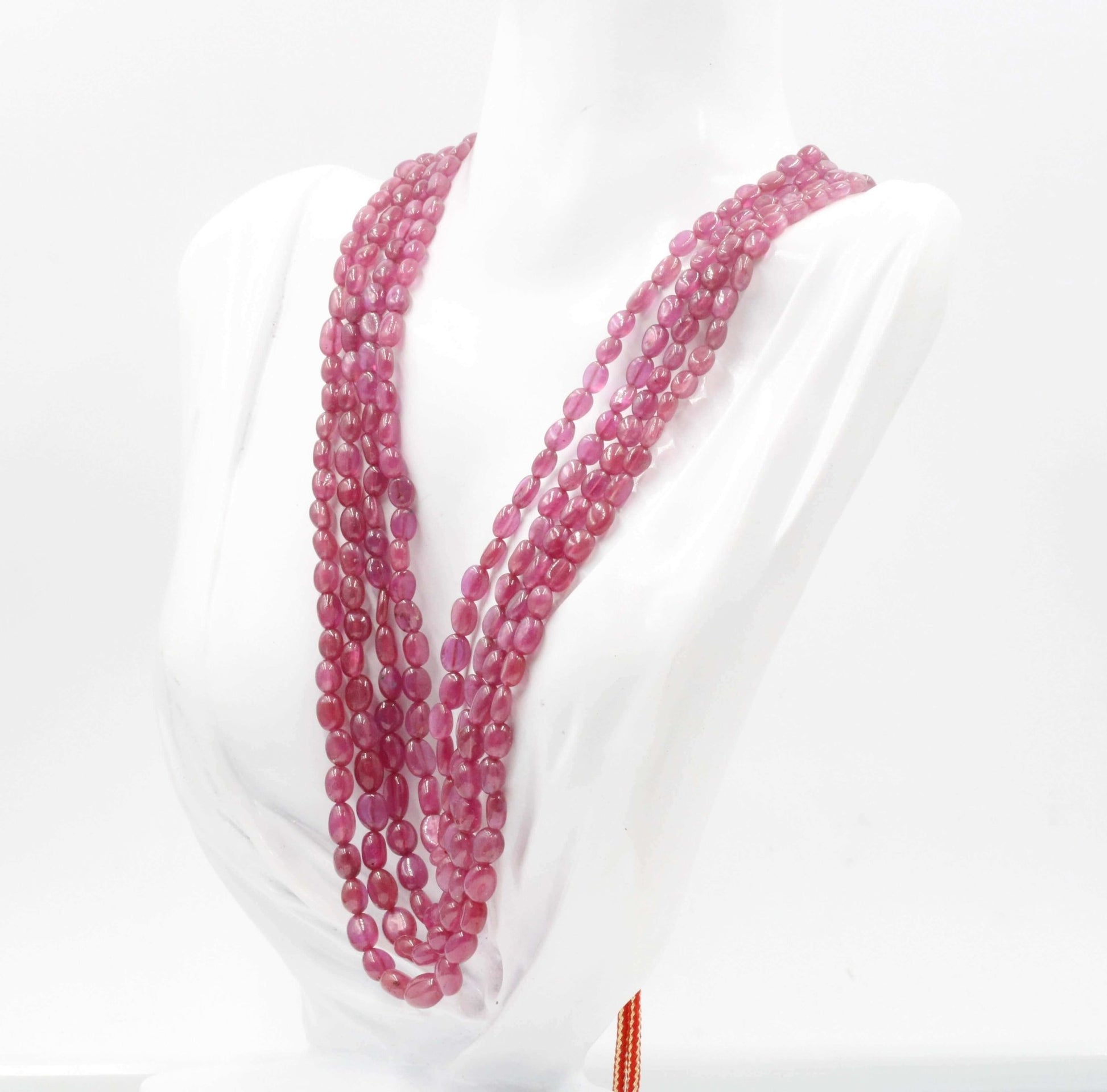 Natural Pink Sapphire Beaded Necklace - Taj Mahal Gems