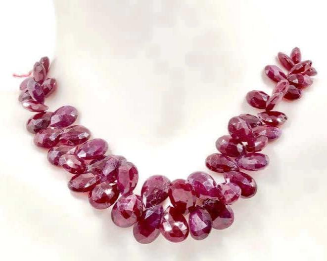 Natural Ruby Briolette Beads Strand - Taj Mahal Gems
