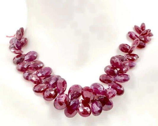 Natural Ruby Briolette Beads Strand - Taj Mahal Gems