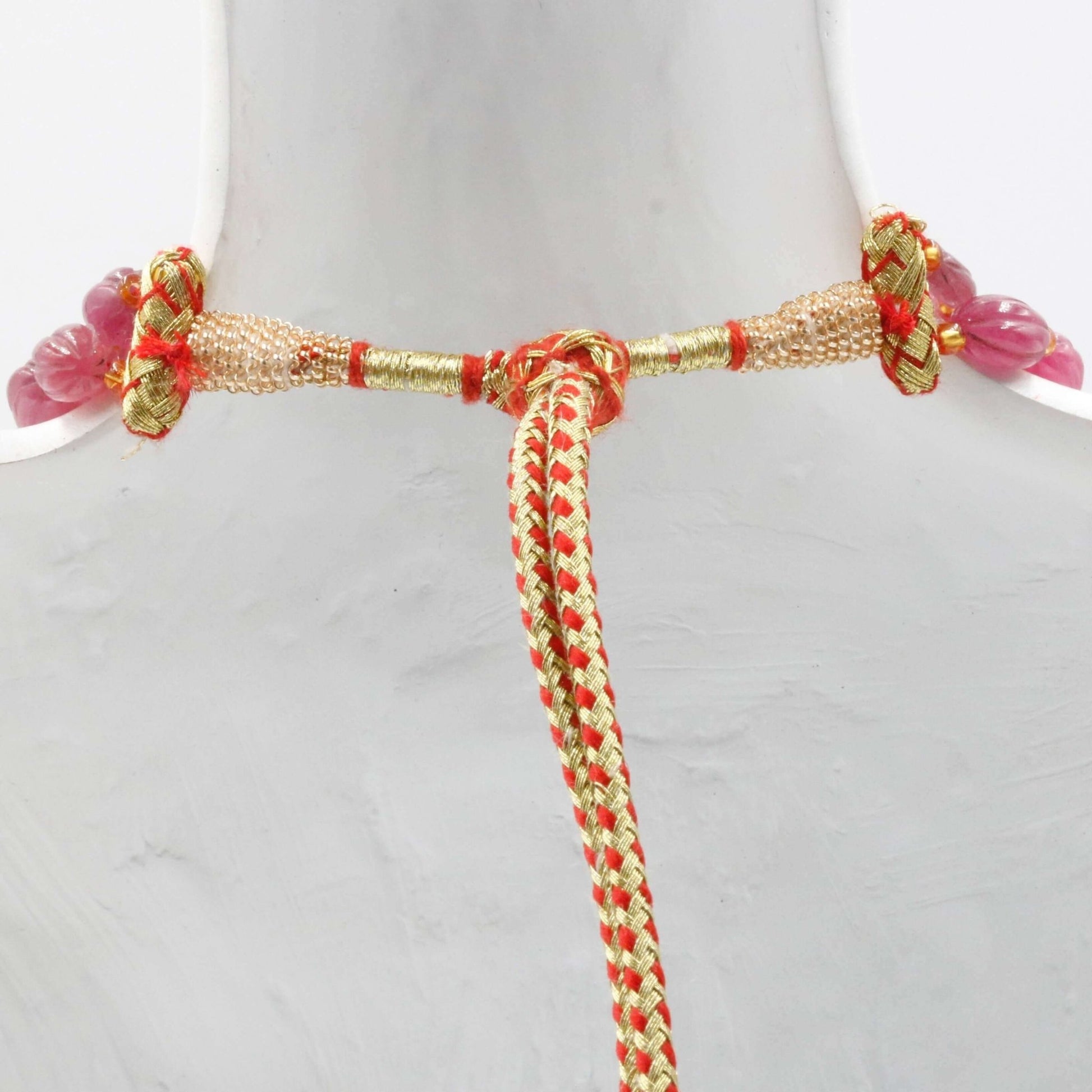 Natural Ruby Pumpkin Beads Necklace - Taj Mahal Gems