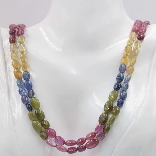 Natural Sapphire Ruby Beaded Necklace - Taj Mahal Gems