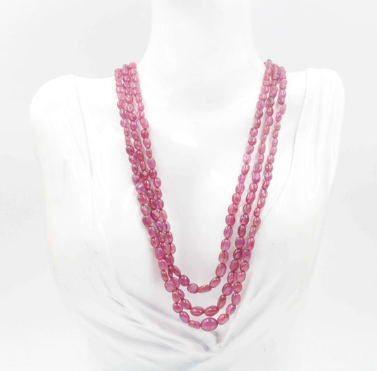 Pink Sapphire Beaded Necklace - Taj Mahal Gems