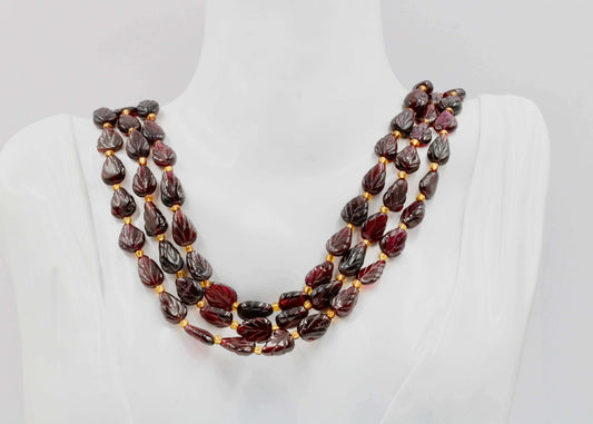 Rhodolite Garnet Leaves Necklace - Taj Mahal Gems