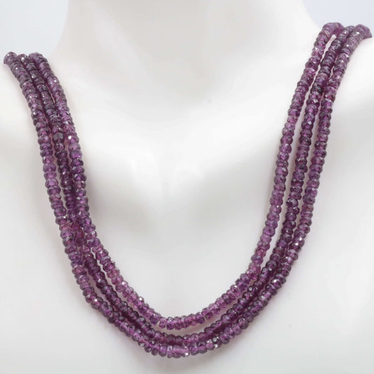 Rhodolite Garnet Multi - Strand Bead Necklace - Taj Mahal Gems