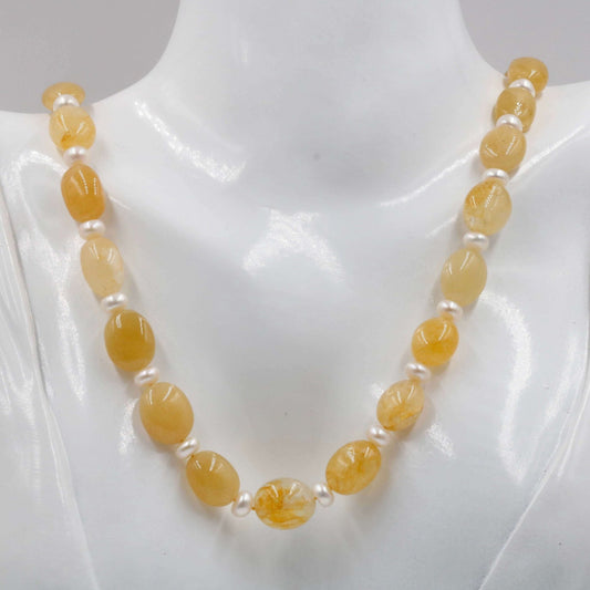 Yellow Sapphire and Pearl Necklace - Taj Mahal Gems